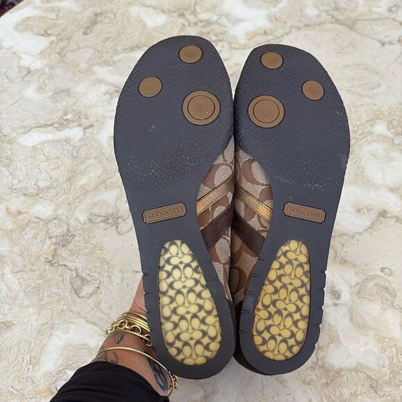 Coach Katelyn Sneakers C Monogram Leather Gold Brown Tan Classic - Picture 11 of 14